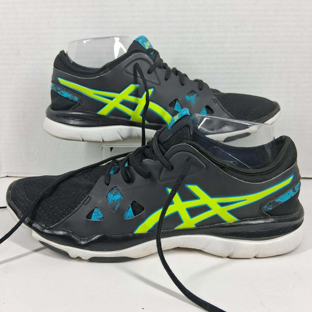 Asics Gel-Fit Nova Mens Training Shoes Black Lime‎ Green Blue S650N Size 10